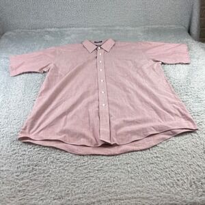 Stafford Mens Wrinkle Free Short Sleeve Button Up Shirt Red White Check Size 17